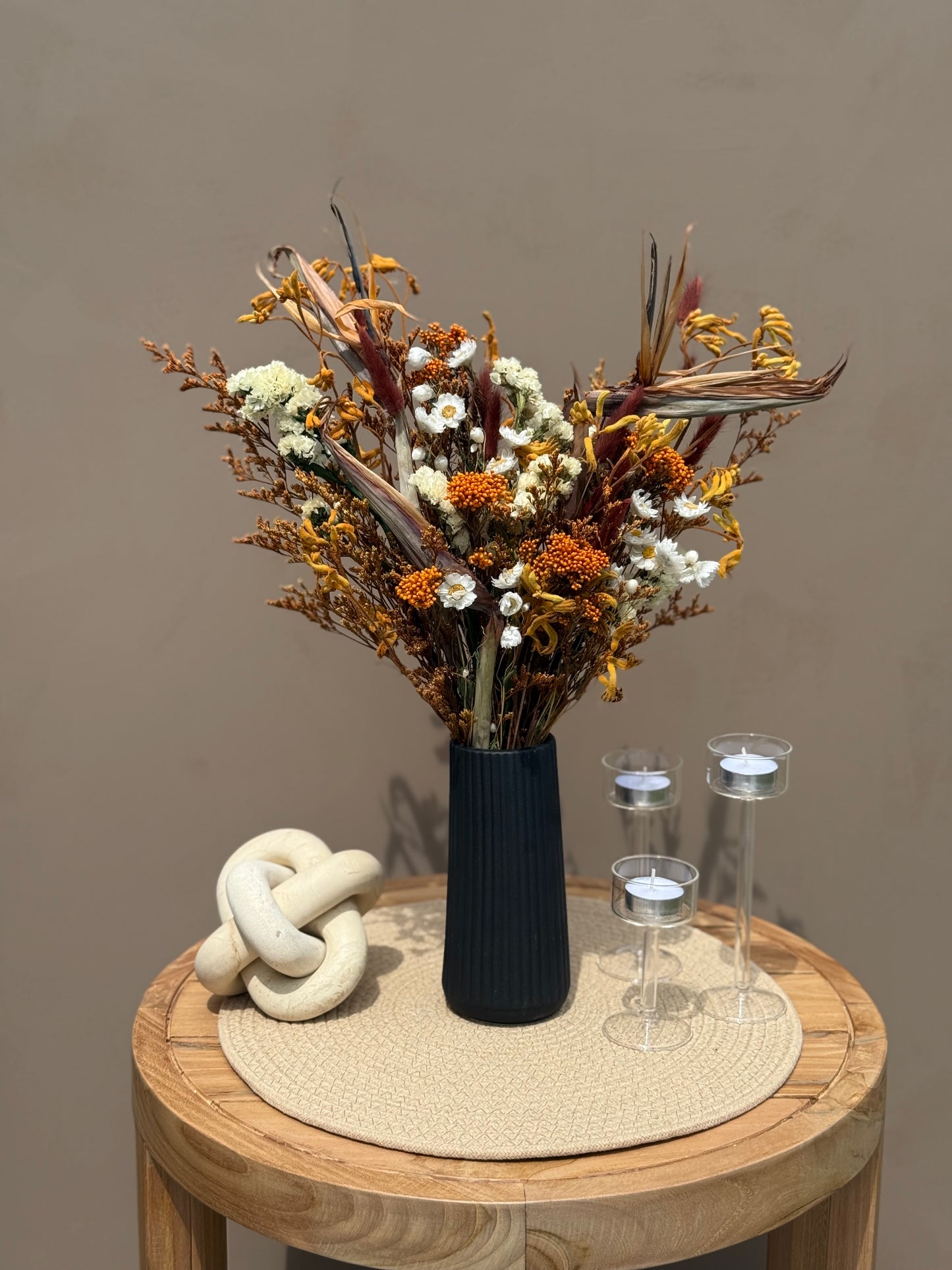 Paradia Dried Flower Bouquet – Optional Vase | Fall-Inspired Arrangement