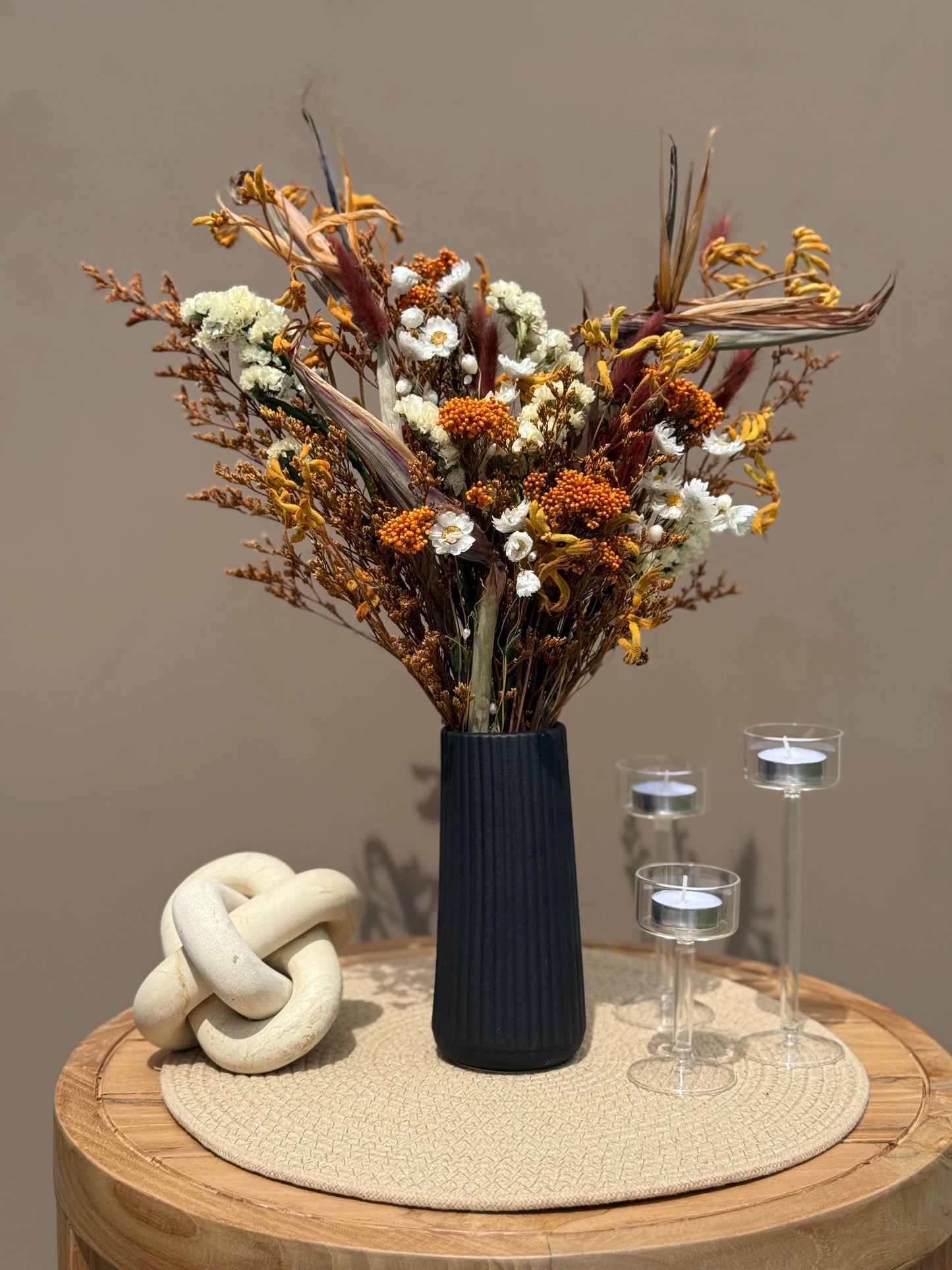 Paradia Dried Flower Bouquet – Optional Vase | Fall-Inspired Arrangement