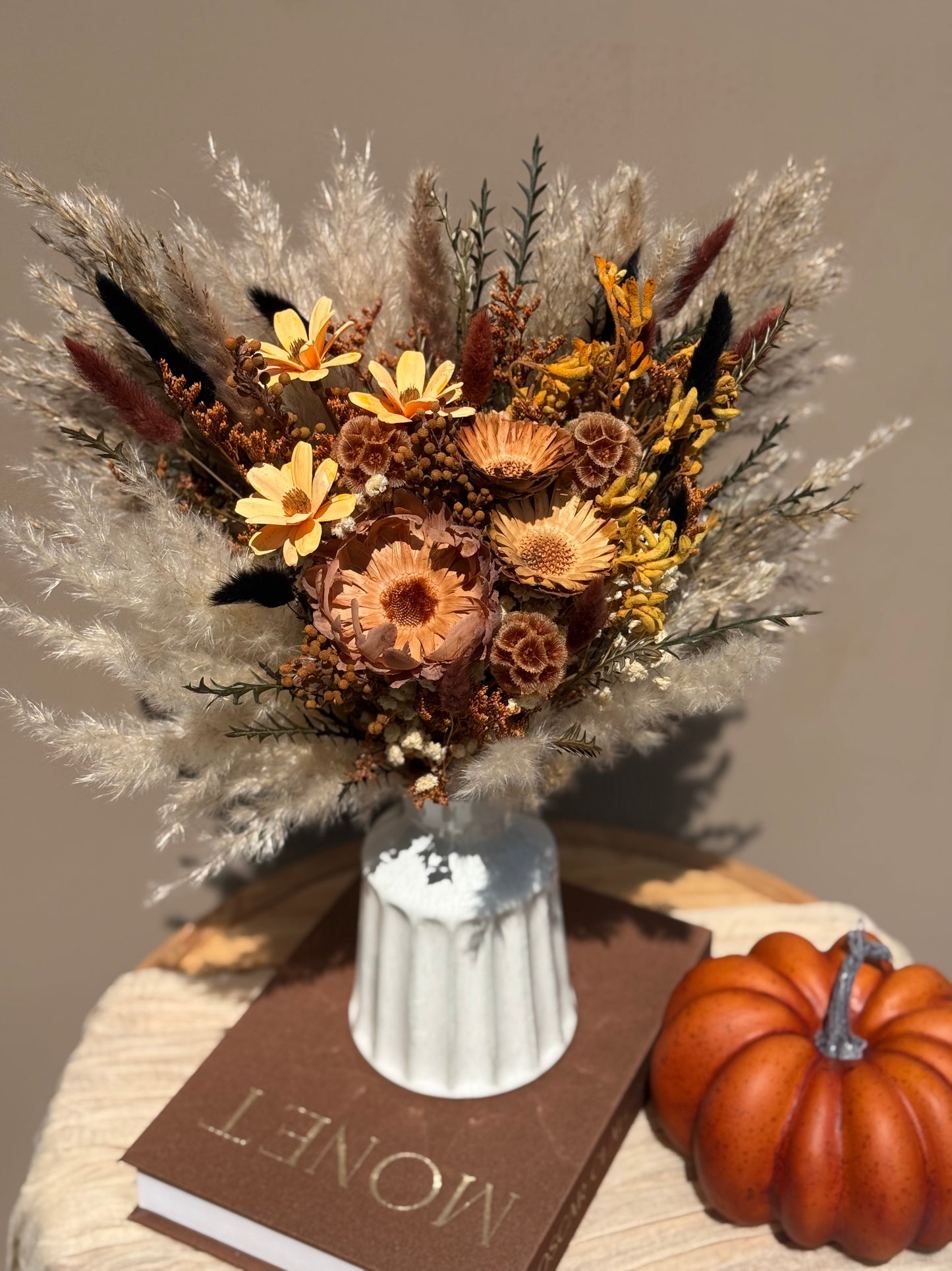 Solenne Dried Wedding Flower Collection – Bridal Bouquet, Bridesmaid Bouquet & Boutonniere – Rustic Boho Wedding Flowers