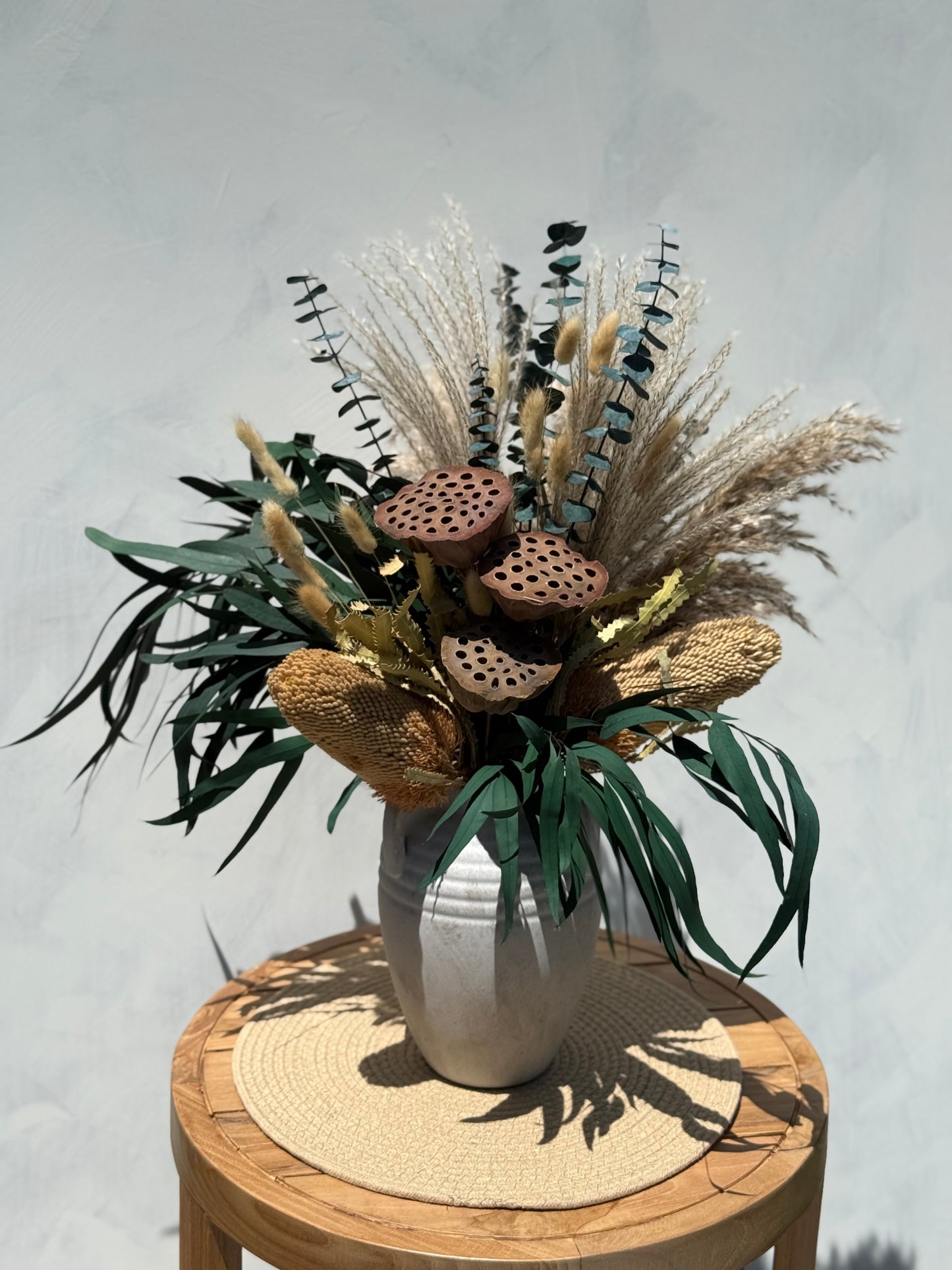 Whispering Dune – Dried Flower Arrangement, 3-Sided Design for Rustic Natural Decor – With or Without Vase Option