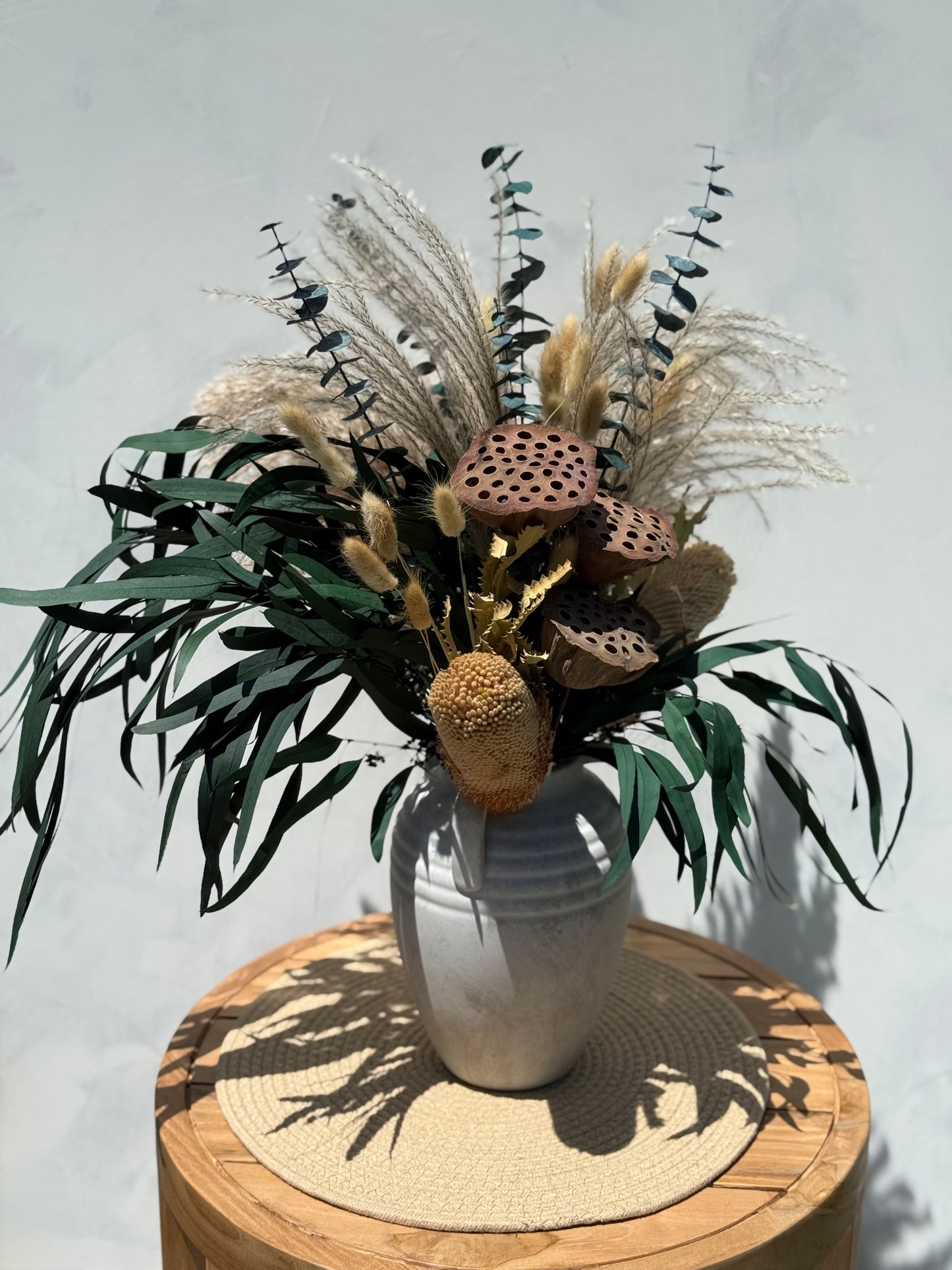 Whispering Dune – Dried Flower Arrangement, 3-Sided Design for Rustic Natural Decor – With or Without Vase Option