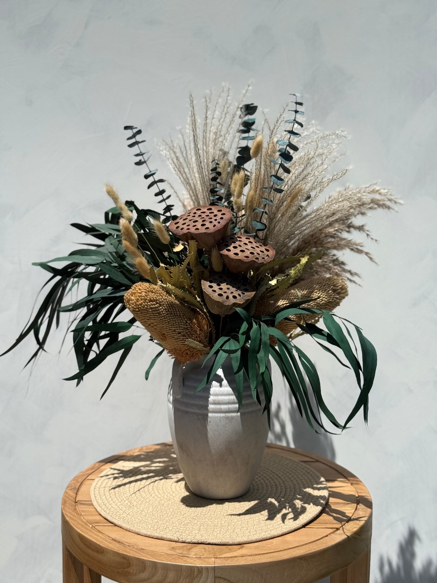Whispering Dune – Dried Flower Arrangement, 3-Sided Design for Rustic Natural Decor – With or Without Vase Option