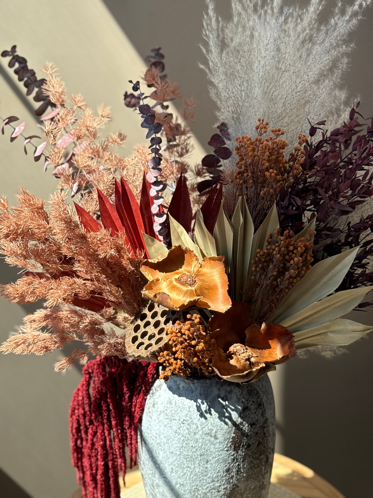 Everlasting Autumn Grandeur – 30’’ Tall Dried Flower Arrangement with Vase