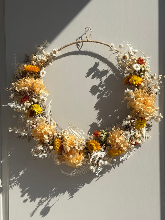 Sunlit Meadow – Dried Flower Wreath (15”)