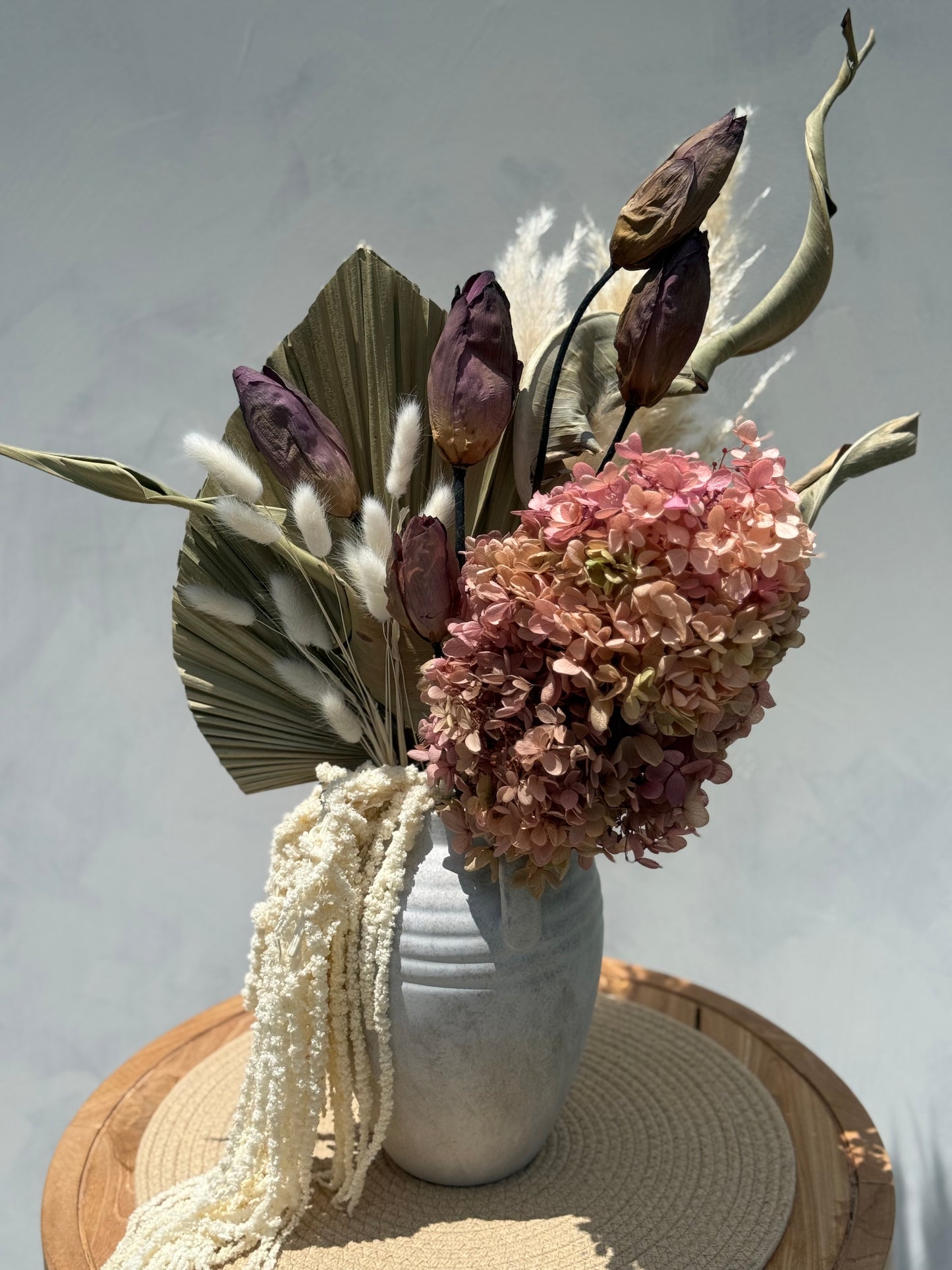 Serenique – Dried Flower Arrangement with Vase | Organic Boho Home Decor | 23” Tall Display