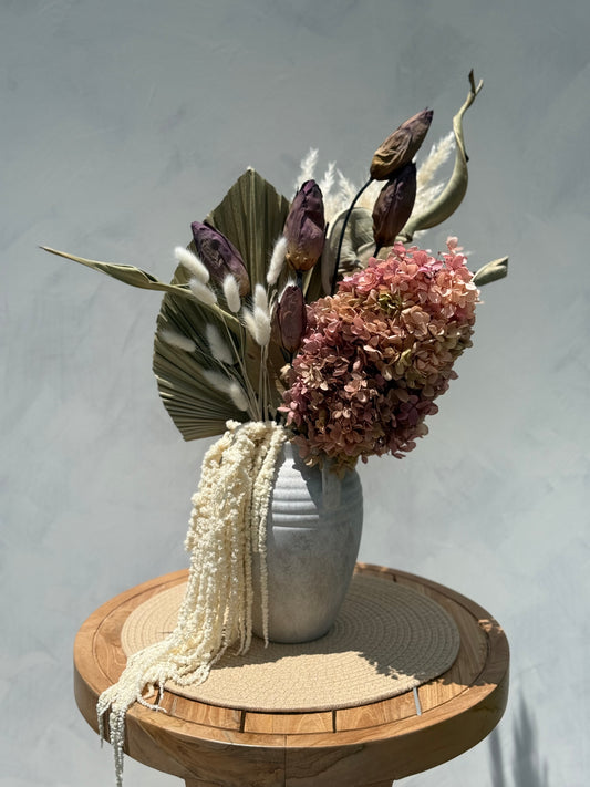 Serenique – Dried Flower Arrangement with Vase | Organic Boho Home Decor | 23” Tall Display