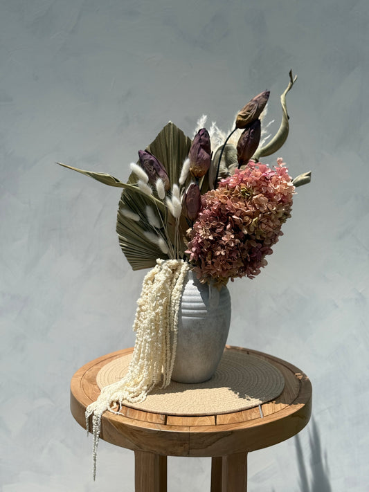 Serenique – Dried Flower Arrangement with Vase | Organic Boho Home Decor | 23” Tall Display
