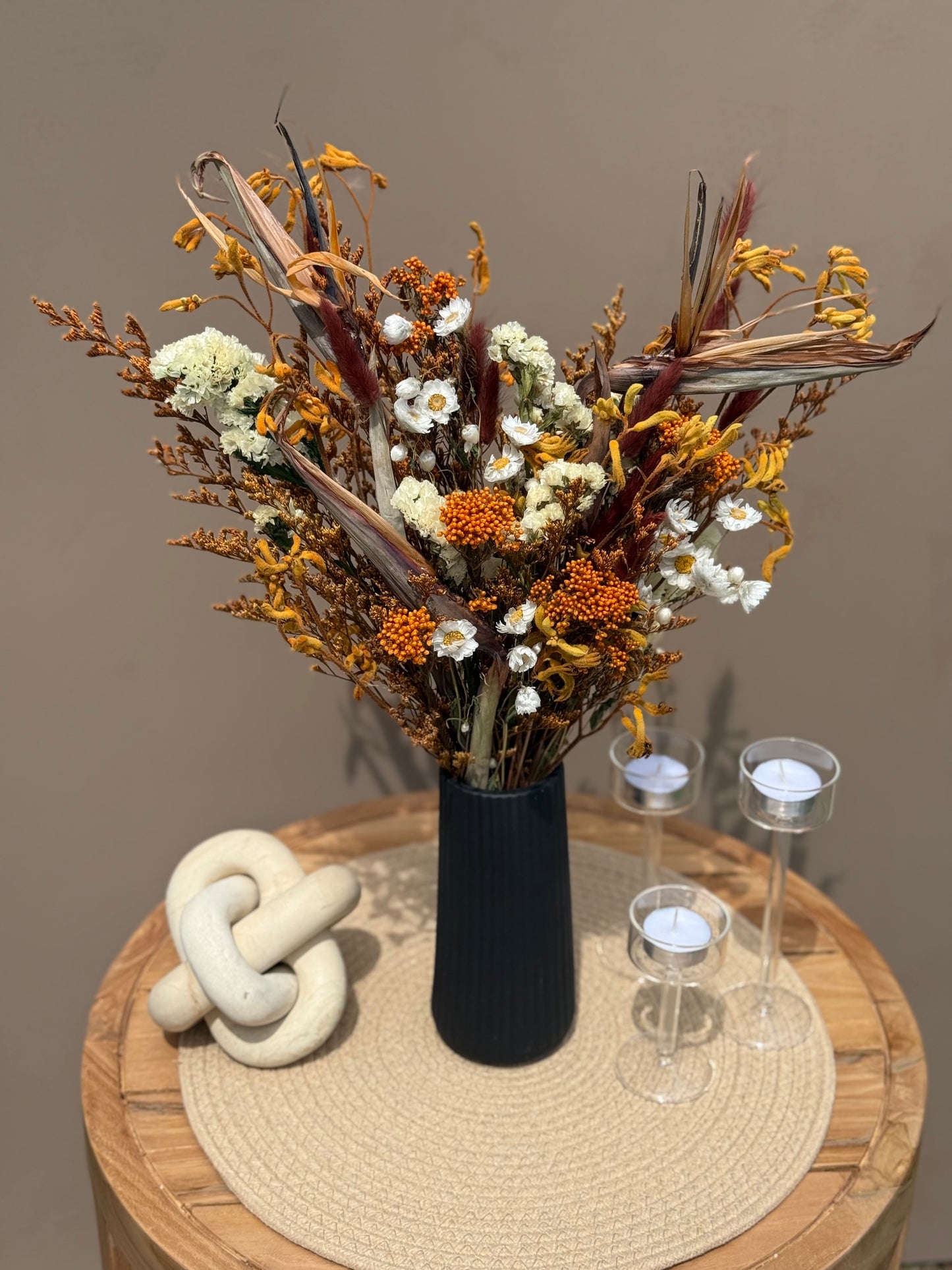 Paradia Dried Flower Bouquet – Optional Vase | Fall-Inspired Arrangement