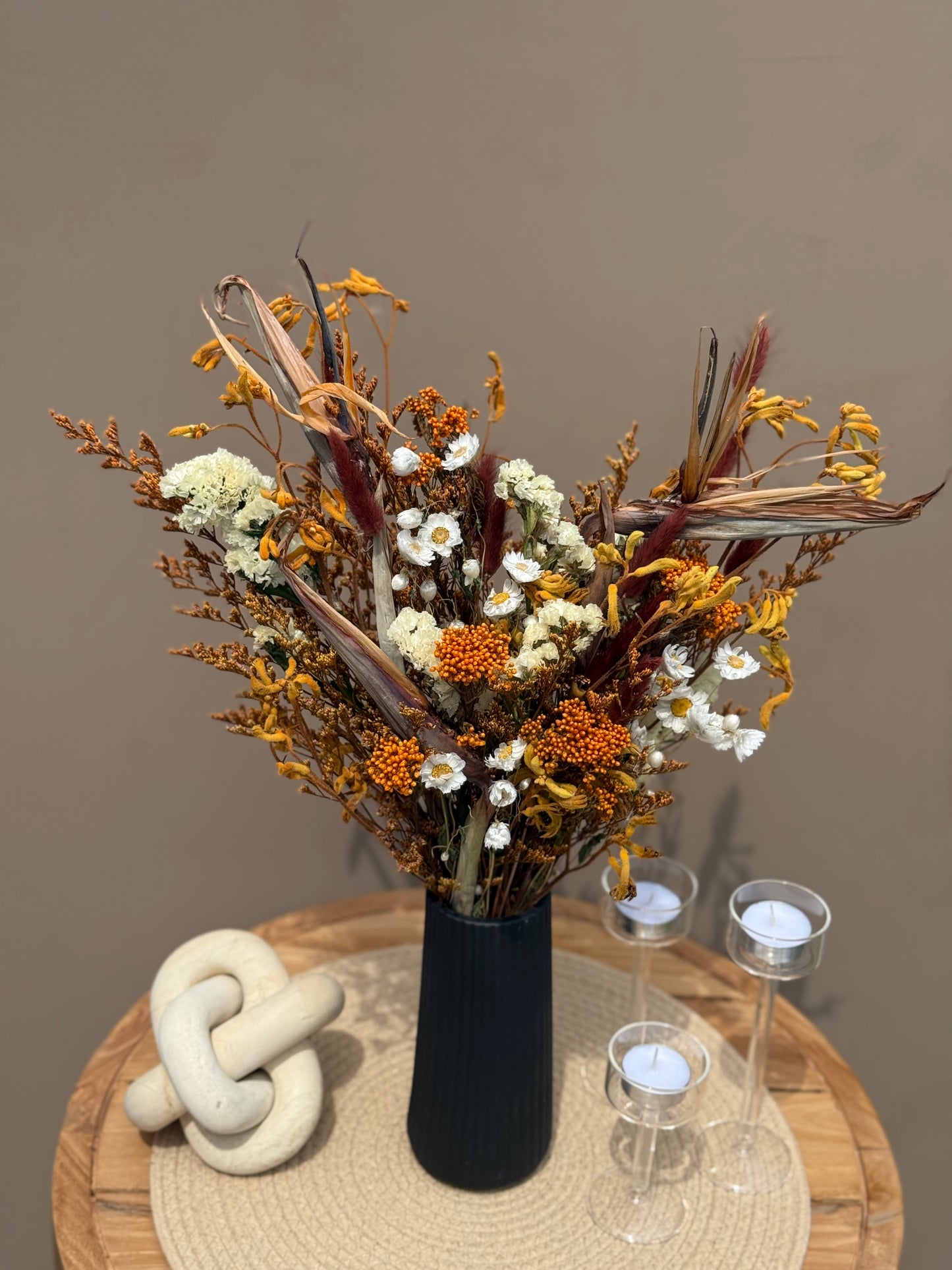 Paradia Dried Flower Bouquet – Optional Vase | Fall-Inspired Arrangement